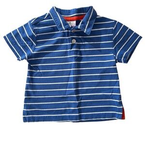 Hanna Andersson Blue White Striped Polo Shirt 100% Cotton Size 80 / 18-24 Months